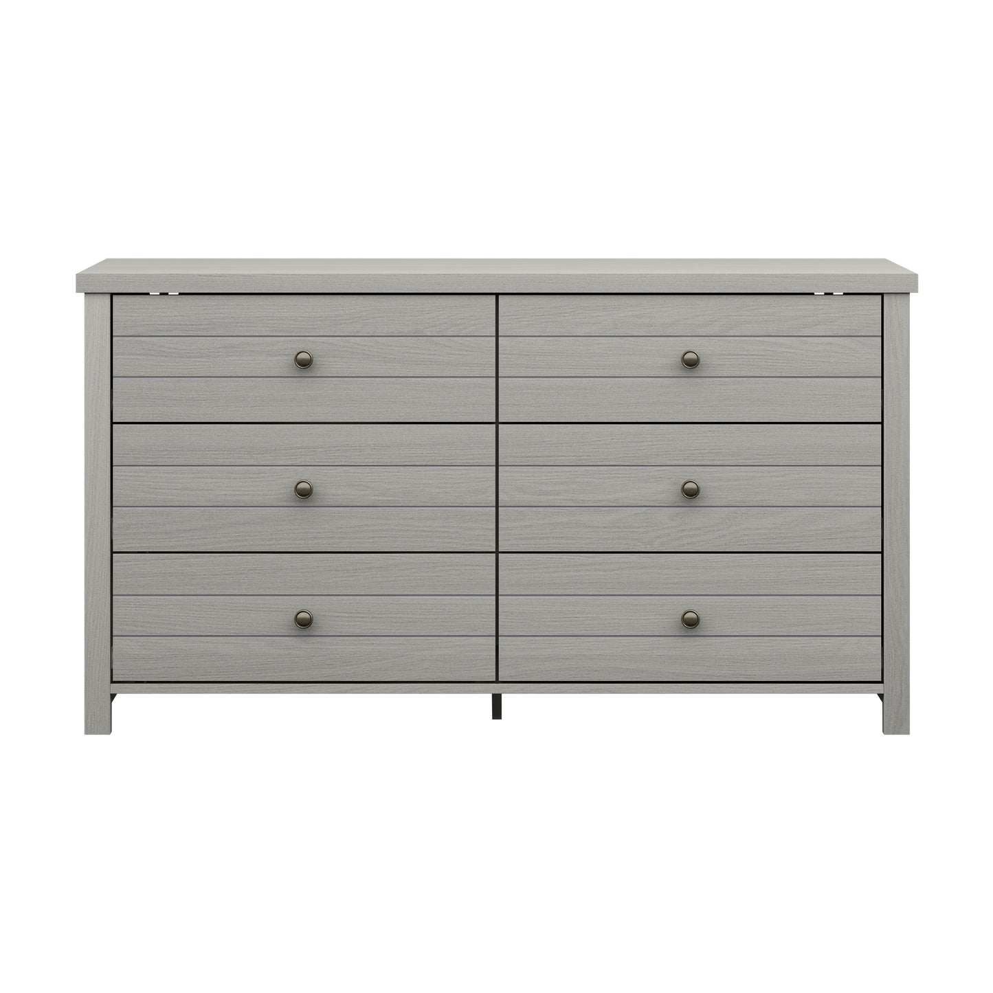 Living Essentials by Hillsdale Harmony Wood 6 Drawer Dresser, Gray