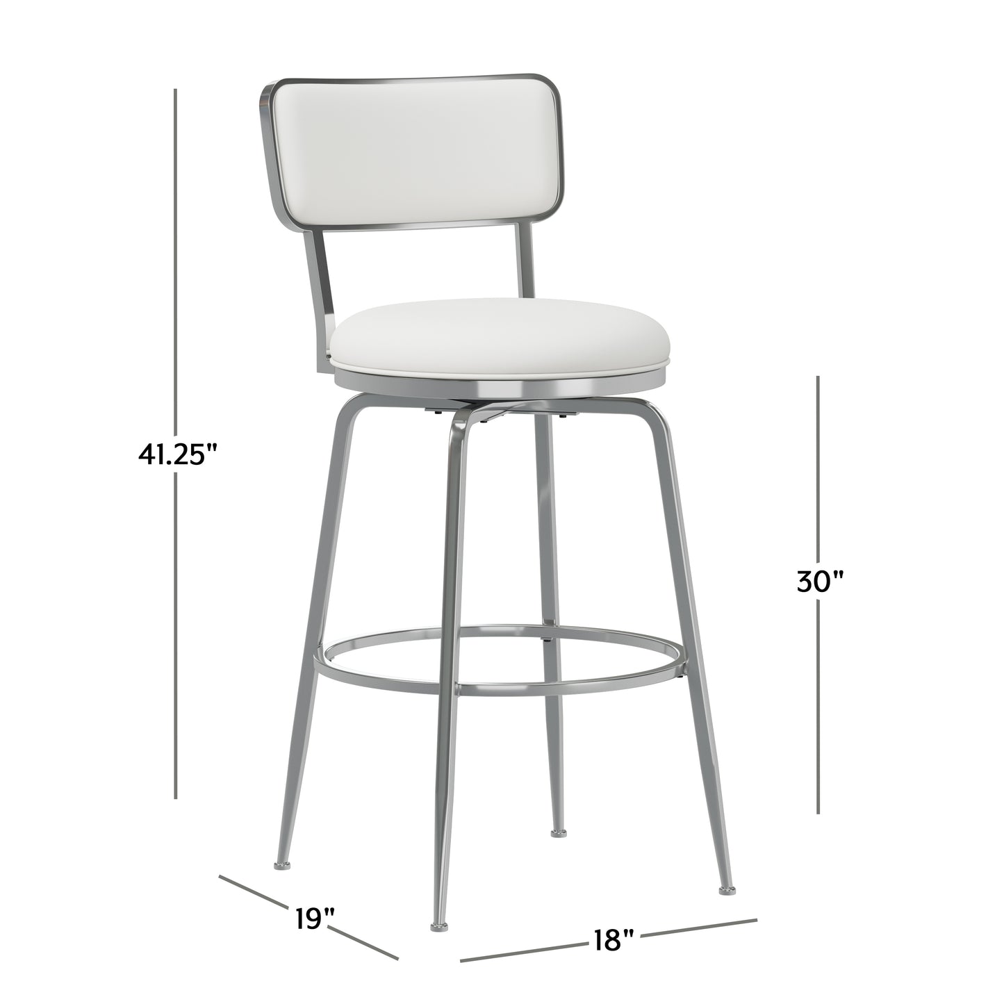 Hillsdale Furniture Baltimore Metal and Upholstered Swivel Bar Height Stool, Chrome