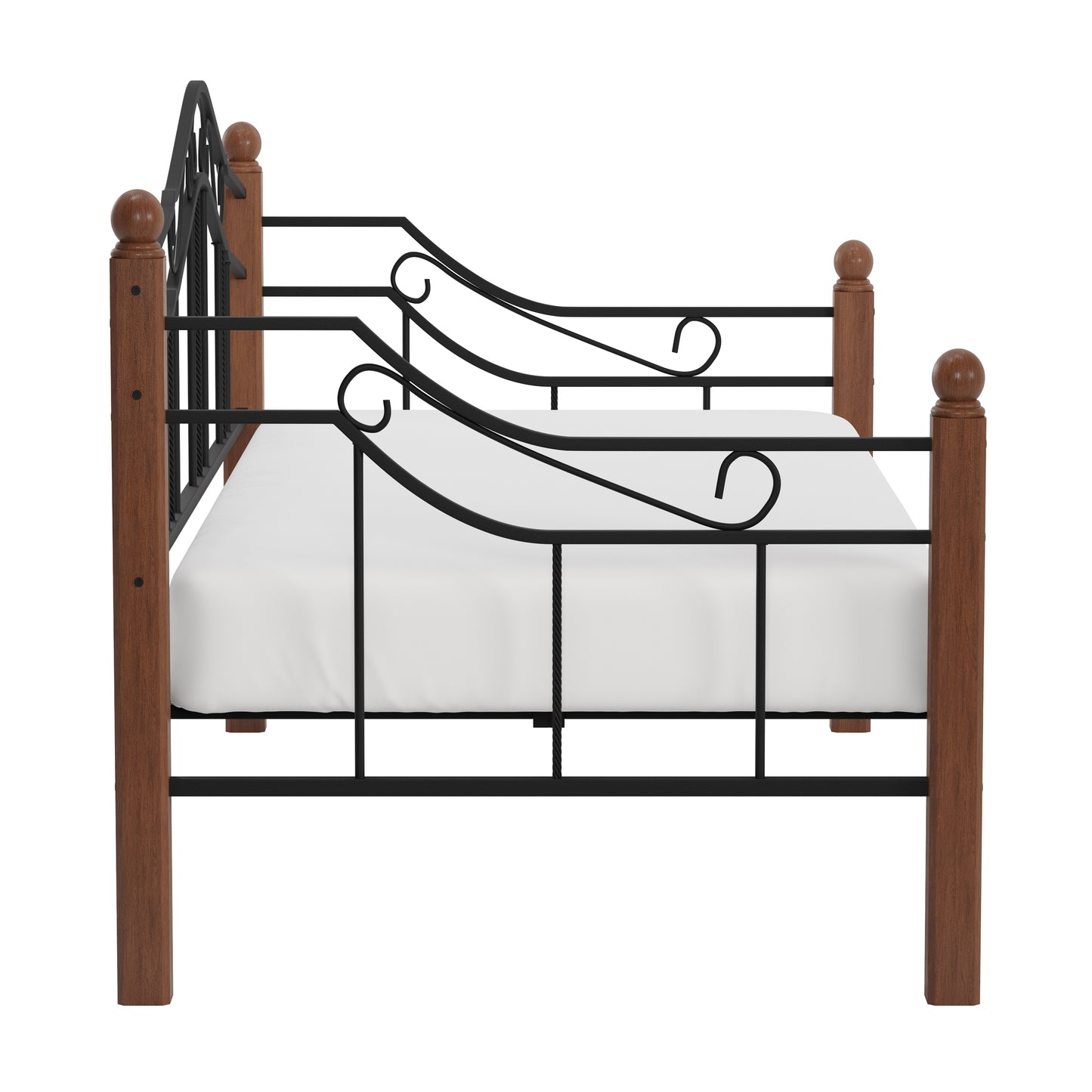 Hillsdale Furniture Madison Wood and Metal Twin Daybed, Black with Cherry Posts