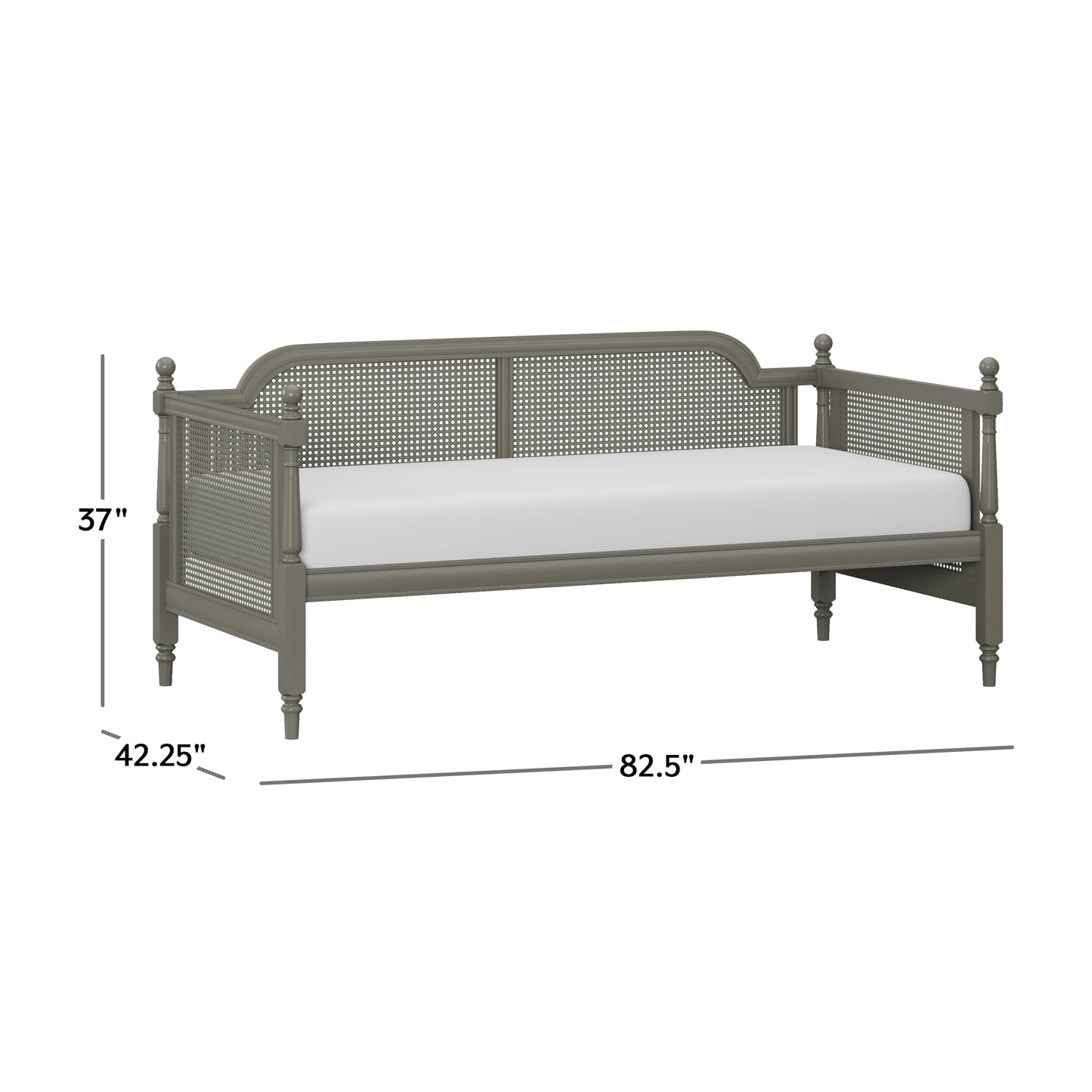 Hillsdale Furniture Melanie Wood and Cane Twin Daybed, French Gray