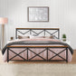 Hillsdale Furniture Ashford Metal King Bed with Wood Accent, Textured Black with Oak Finished Wood