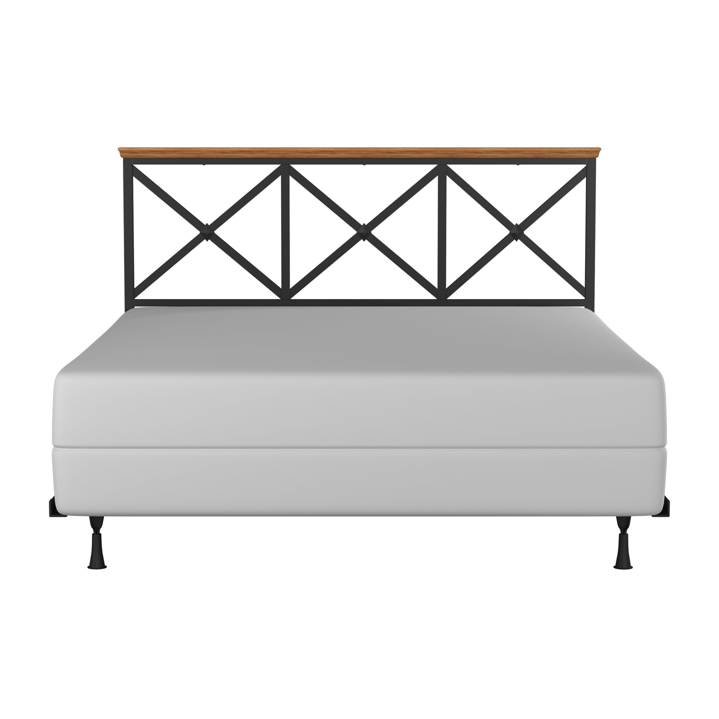 Hillsdale Furniture Ashford Metal Full/Queen Headboard with Frame, Black with Oak Finished Wood