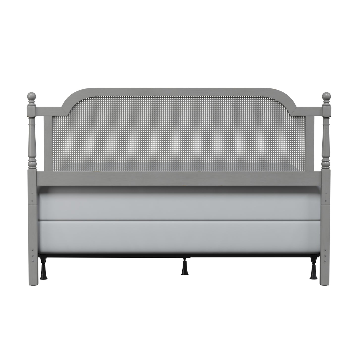 Hillsdale Furniture Melanie Wood and Cane King Headboard with Frame, French Gray