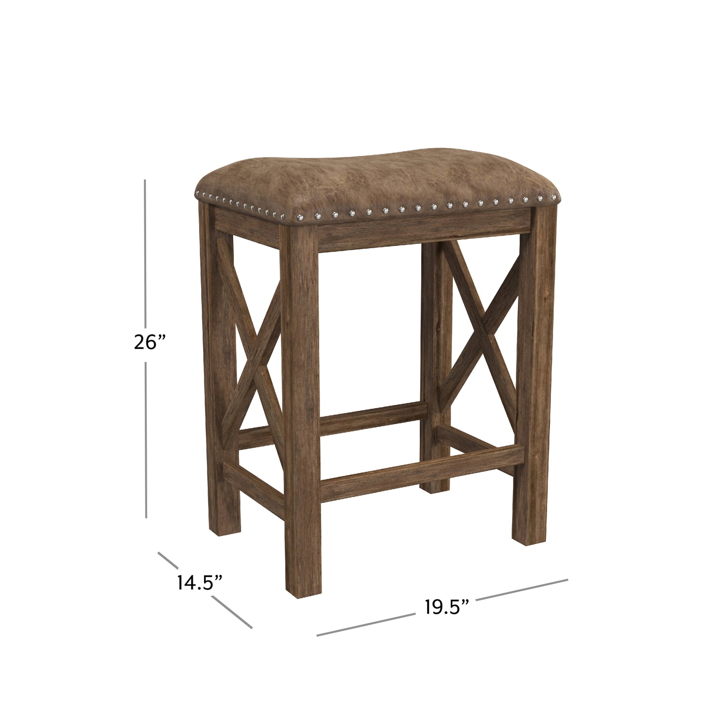 Hillsdale Furniture Willow Bend Wood Backless Counter Height Stool, Set of 2, Antique Brown Walnut