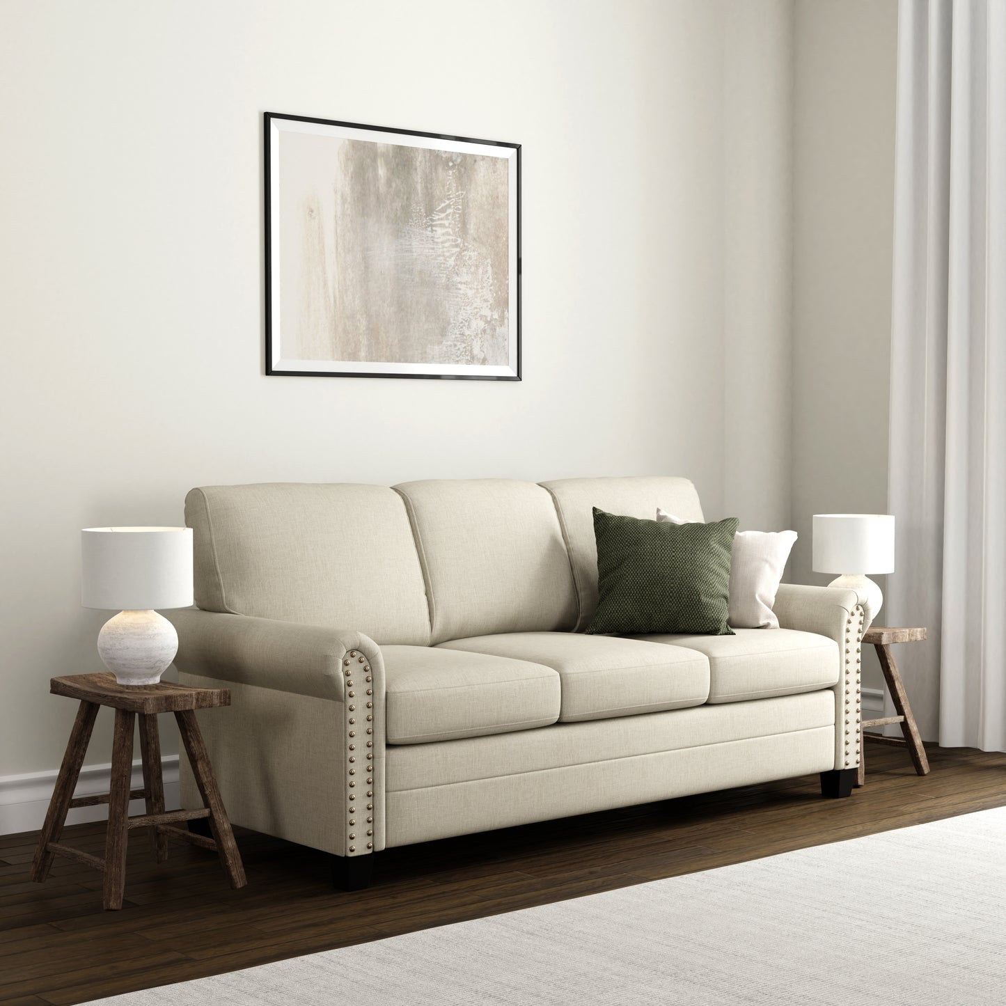 Hillsdale Furniture Barroway Upholstered Sofa, Beige