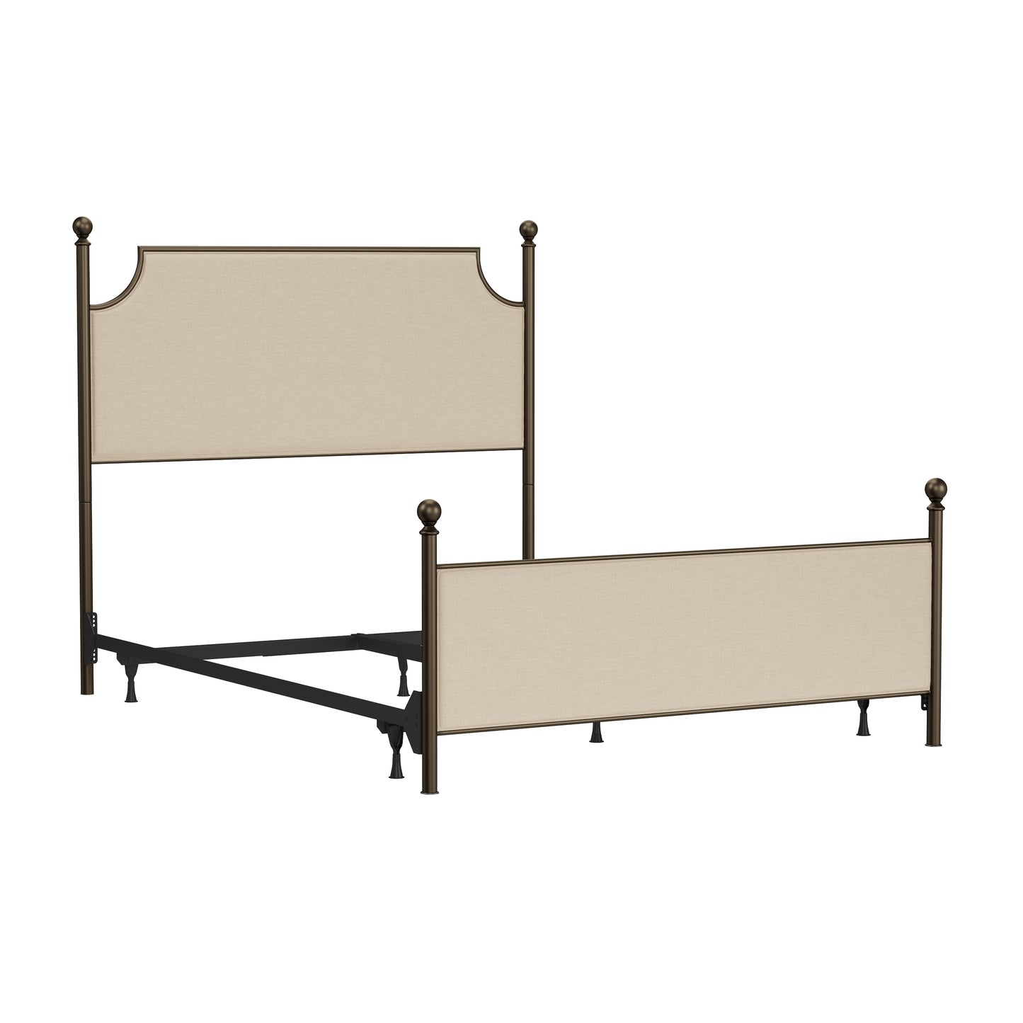 Hillsdale Furniture McArthur Queen Metal and Upholstered Bed, Bronze with Linen Stone Fabric