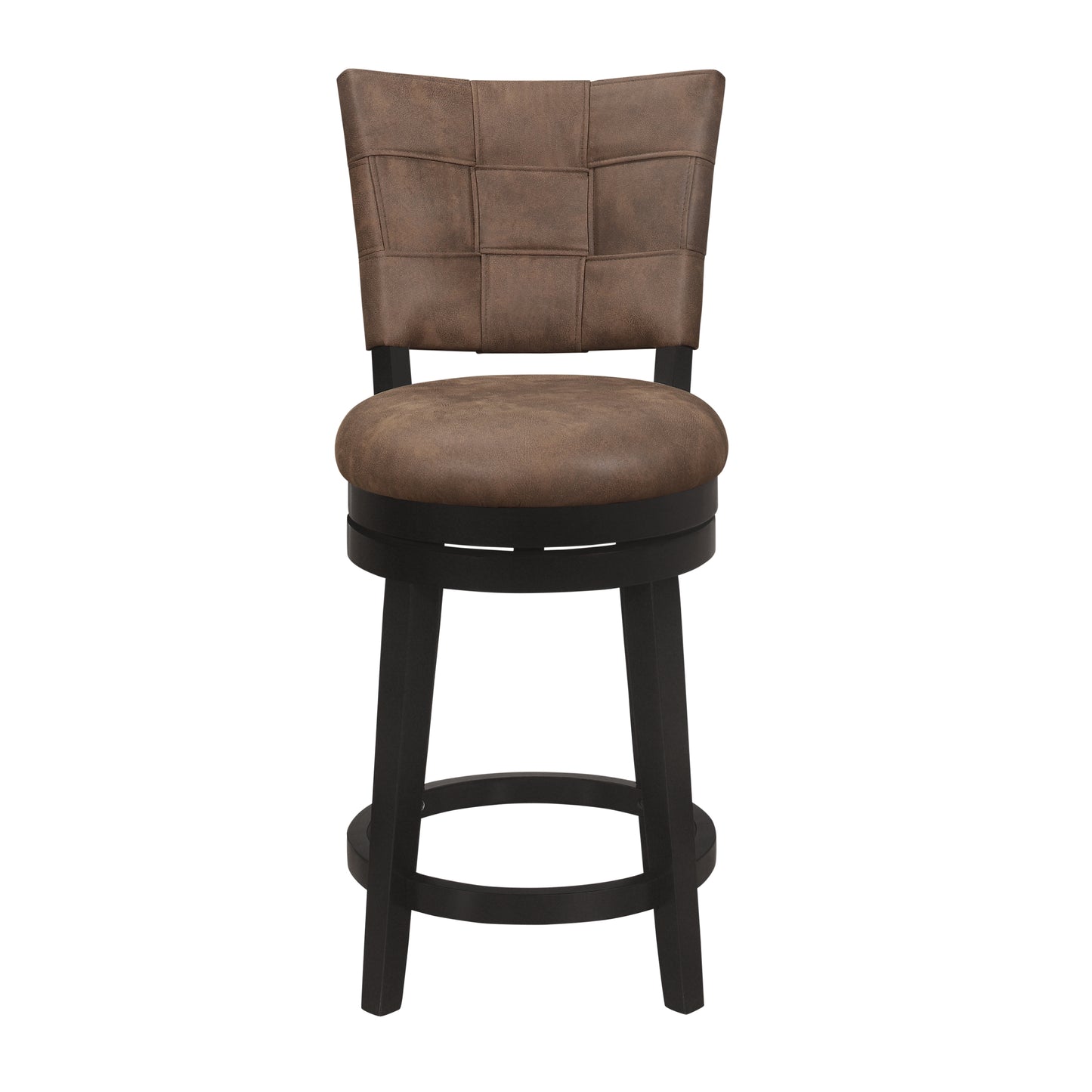 Hillsdale Furniture Kaede Wood and Upholstered Counter Height Swivel Stool, Black with Chestnut Faux Leather