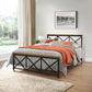 Hillsdale Furniture Ashford Metal Queen Bed with Wood Posts, Textured Black with Oak Finished Wood