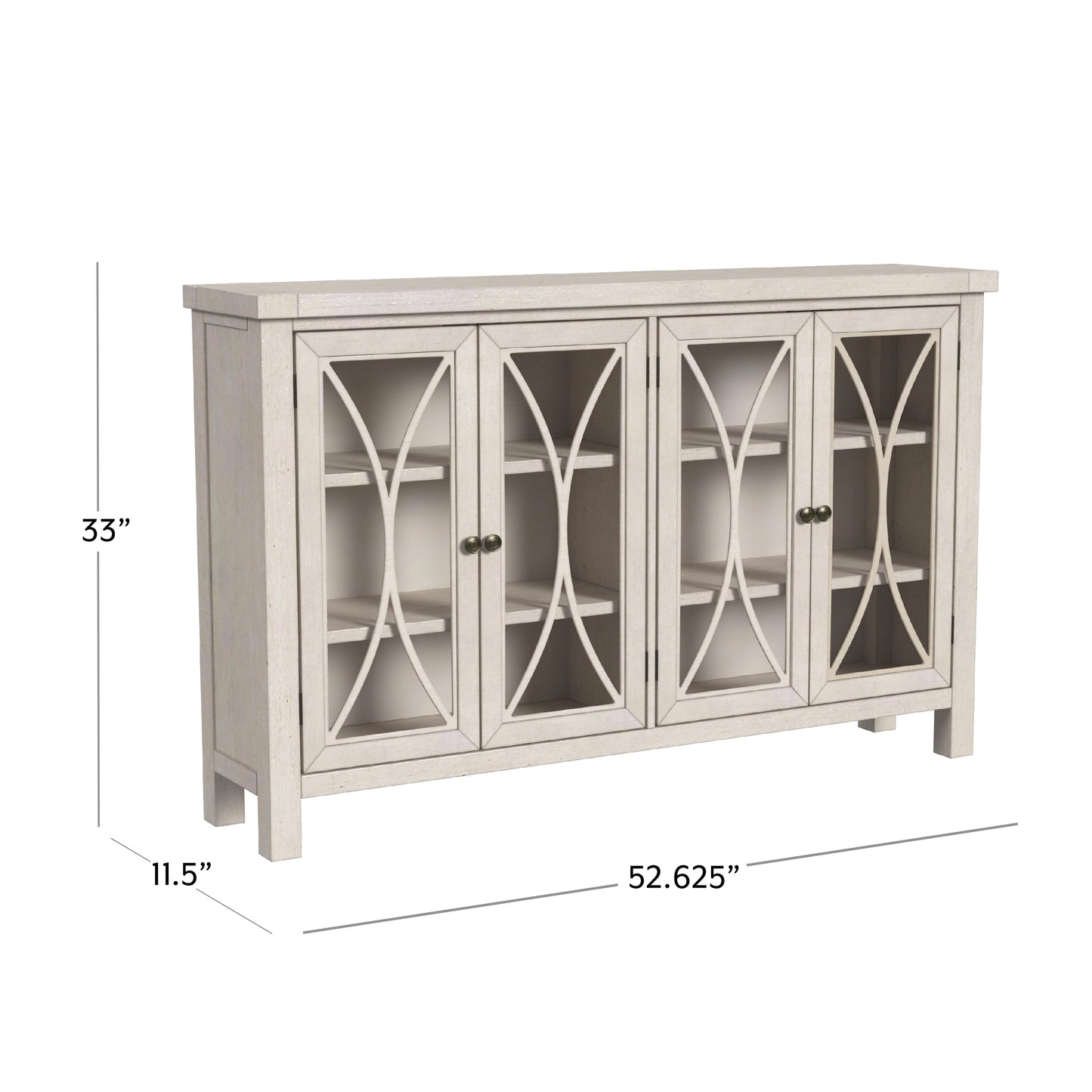 Hillsdale Furniture Bayside Wood 4 Door Console Cabinet, Antique White