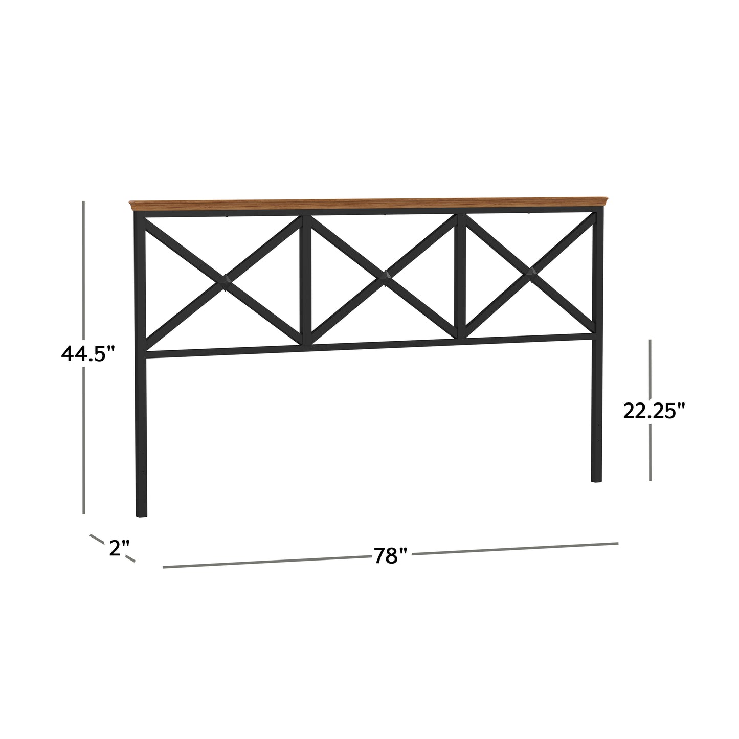 Hillsdale Furniture Ashford Metal King Headboard, Textured Black with Oak Finished Wood