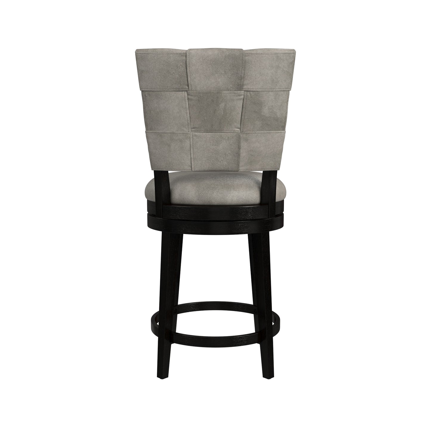 Hillsdale Furniture Kaede Wood and Upholstered Counter Height Swivel Stool, Black with Weathered Granite Gray Faux Leather