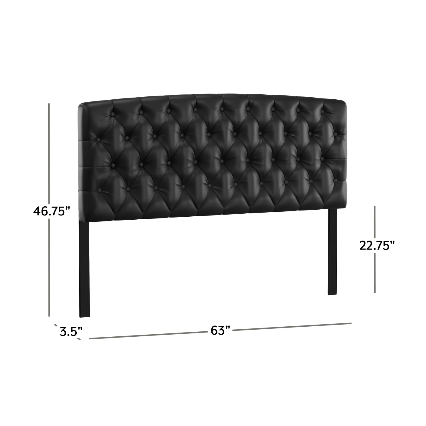 Hillsdale Furniture Hawthorne Queen Upholstered Headboard, Black Faux Leather