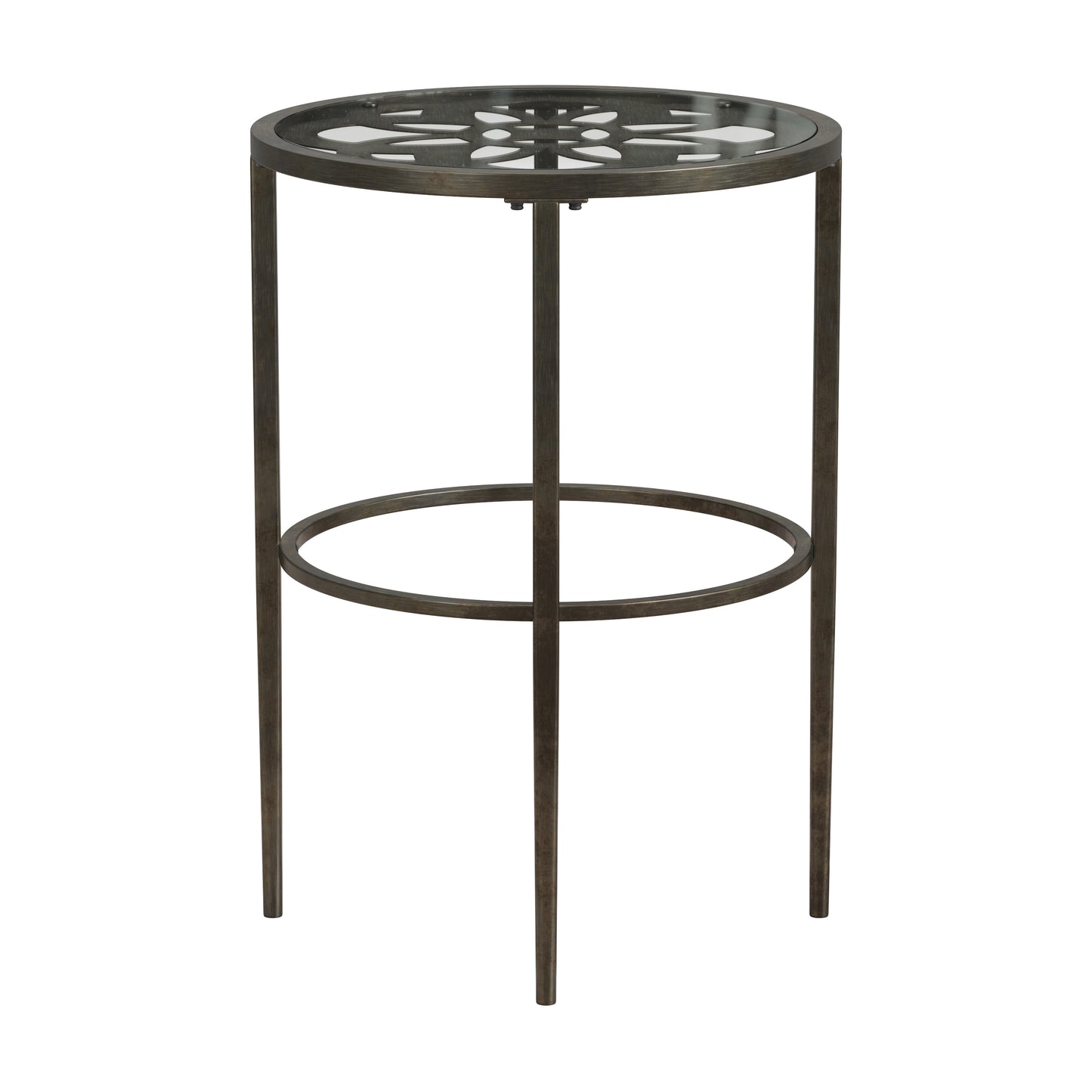 Hillsdale Furniture Marsala Metal End Table, Gray with Brown Rub