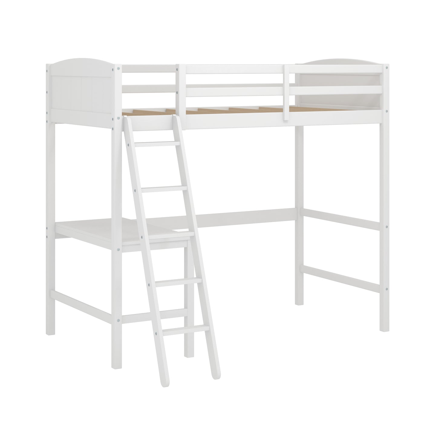 Living Essentials by Hillsdale Alexis Wood Arch Twin Loft Bed with Desk, White