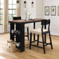 Hillsdale Furniture Knolle Park 3 Piece Wood Counter Height Dining Set, Black with Oak Wire Brush Finished Top