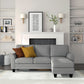 Hillsdale Furniture Daniel Upholstered Reversible Chaise Sectional with Storage Ottoman, Nature Gray