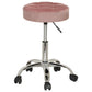 Hillsdale Furniture Nora Metal Adjustable Backless Vanity/Office Stool, Chrome with Chrome with Dusty Pink Velvet