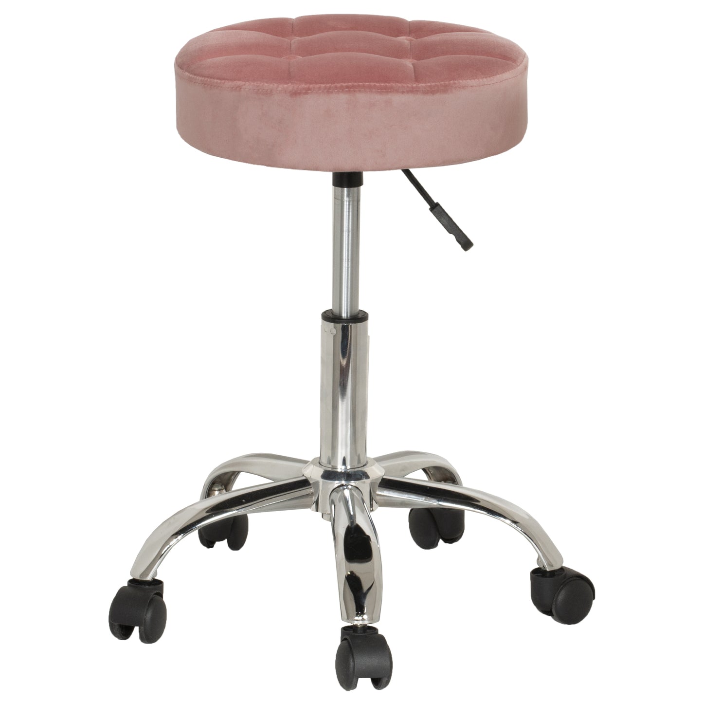 Hillsdale Furniture Nora Metal Adjustable Backless Vanity/Office Stool, Chrome with Chrome with Dusty Pink Velvet