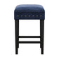 Hillsdale Furniture Cassidy Wood and Upholstered Backless Counter Height Stool, Black with Blue Velvet