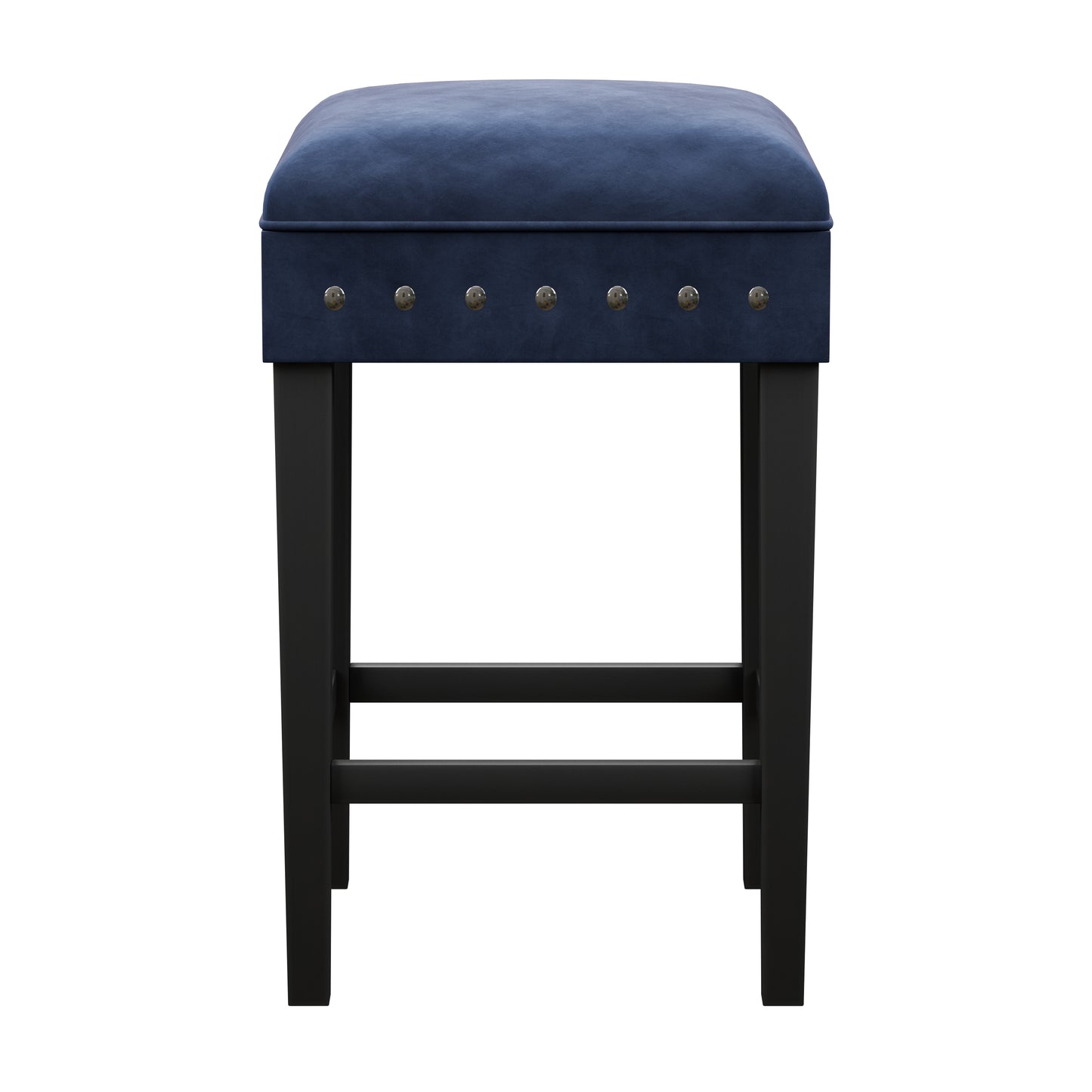 Hillsdale Furniture Cassidy Wood and Upholstered Backless Counter Height Stool, Black with Blue Velvet