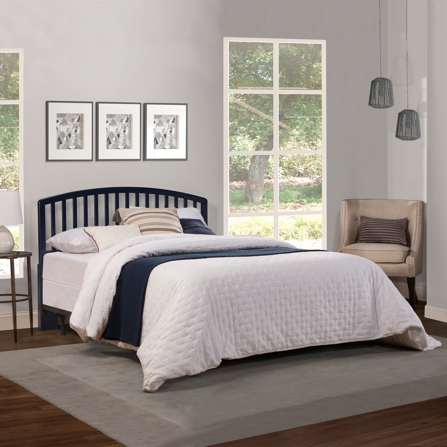 Hillsdale Furniture Carolina Wood Full/Queen Headboard with Frame, Navy