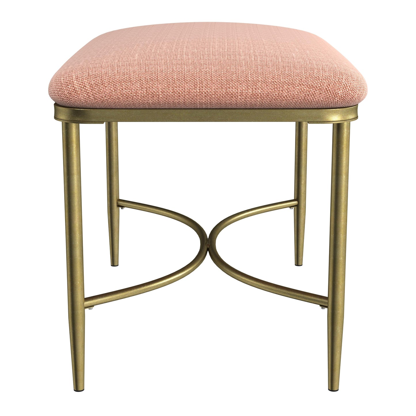 Hillsdale Furniture Wimberly Modern Backless Metal Vanity Stool, Gold with Coral Fabric