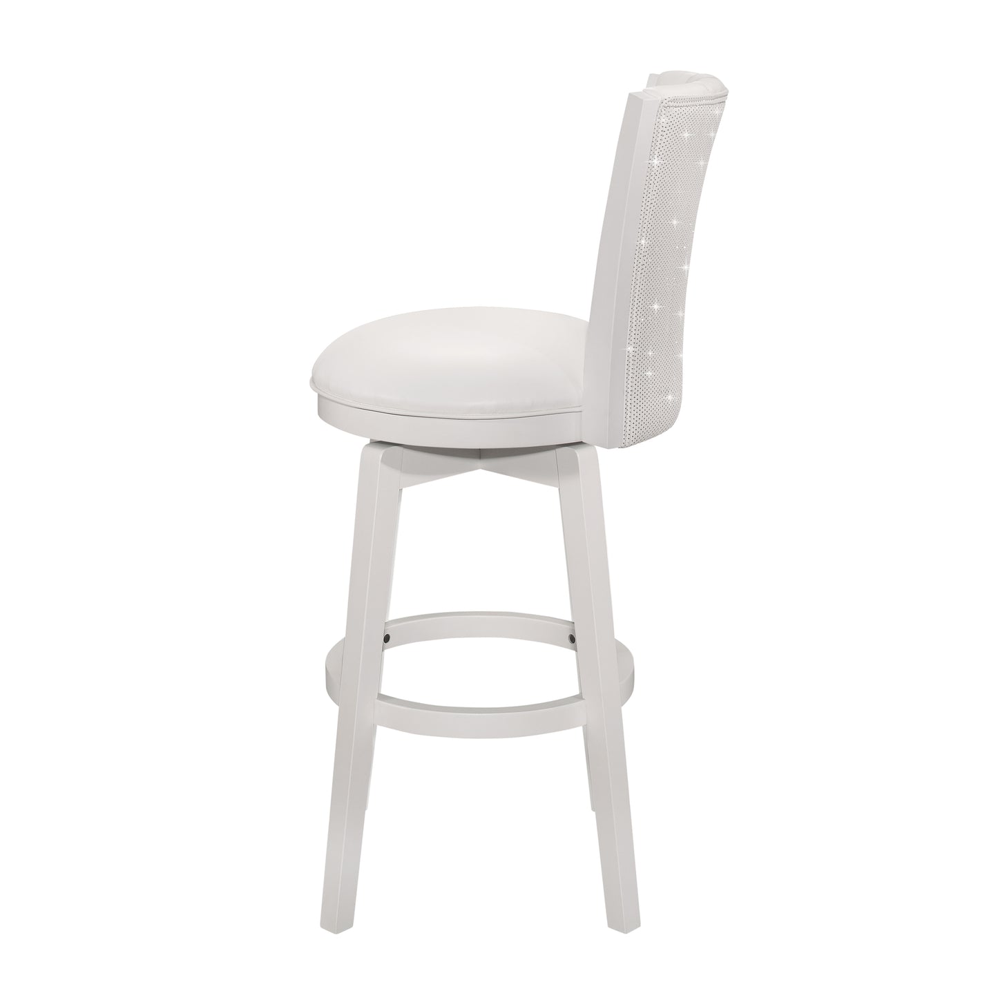 Hillsdale Furniture Gianna Wood Bar Height Swivel Stool with Upholstered Back, White