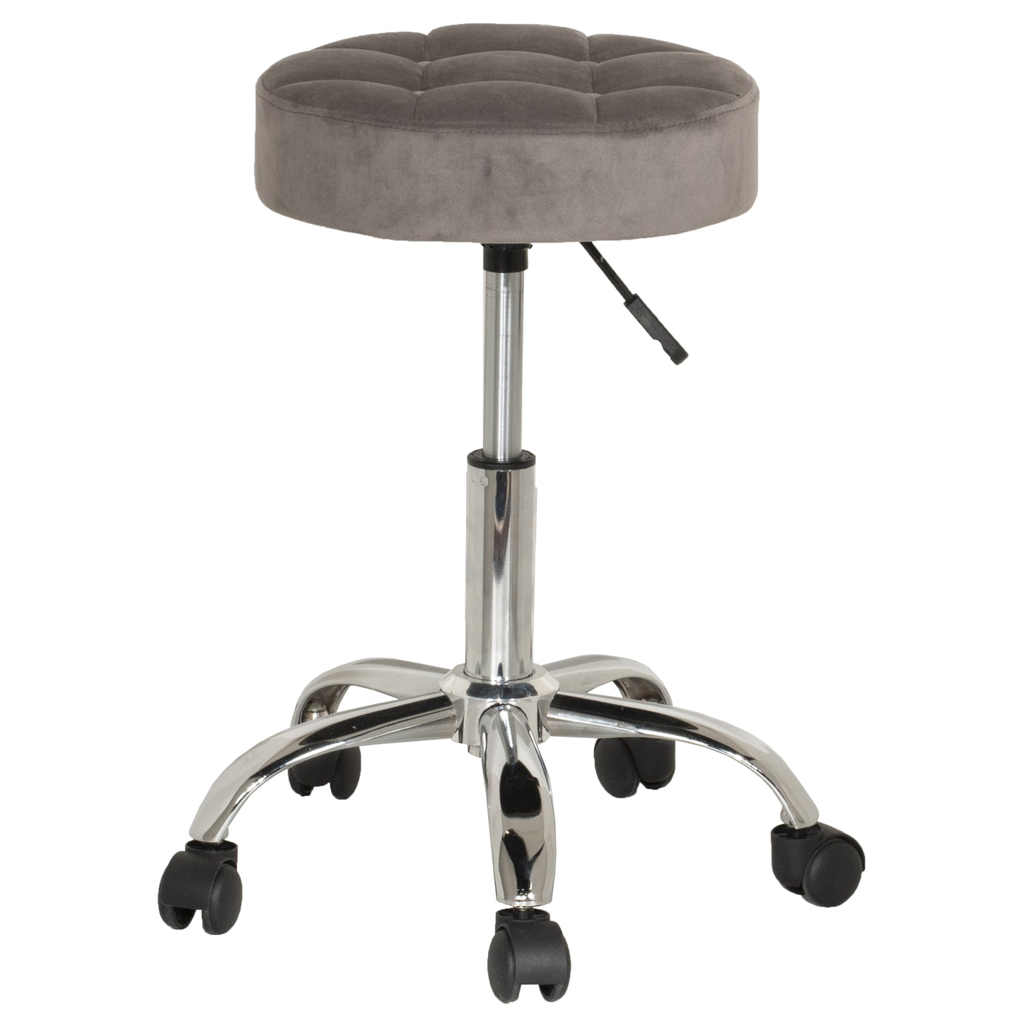 Hillsdale Furniture Nora Metal Adjustable Backless Vanity/Office Stool, Chrome with Chrome with Gray Velvet