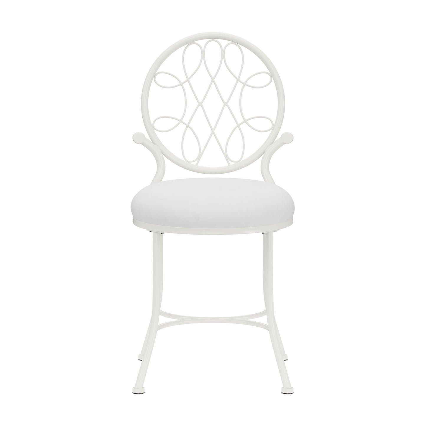 Hillsdale Furniture OMalley Metal Vanity Stool, Shiny White with White Fabric