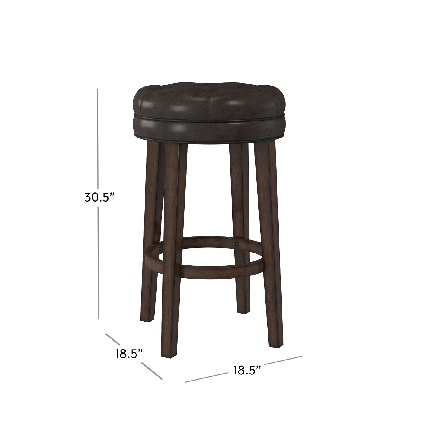 Hillsdale Furniture Krauss Wood Backless Bar Height Swivel Stool, Dark Brown