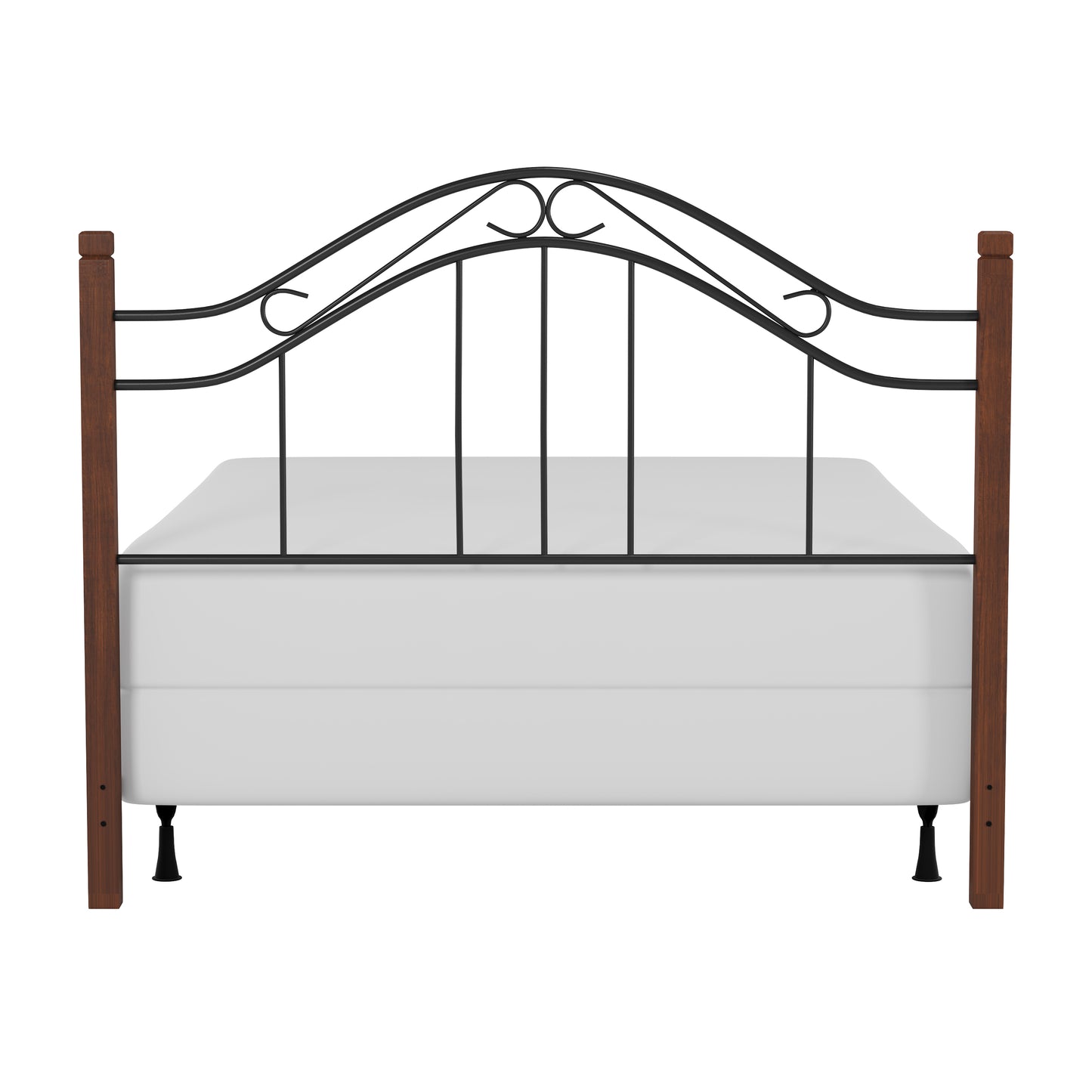 Hillsdale Furniture Matson Full/Queen Metal Headboard with Frame and Cherry Wood Posts, Black