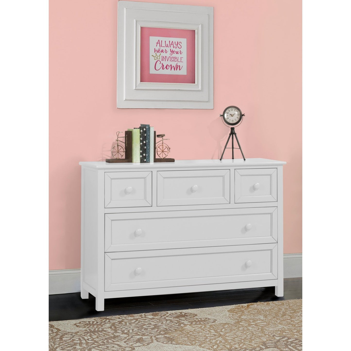 Hillsdale Kids and Teen Schoolhouse 4.0 Wood Dresser with 5 Drawers, White