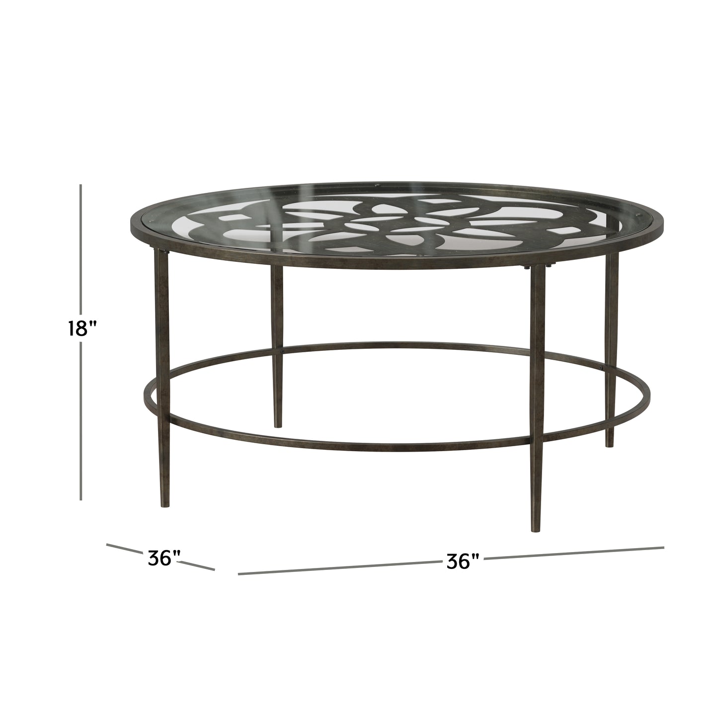 Hillsdale Furniture Marsala Metal Coffee Table, Gray with Brown Rub