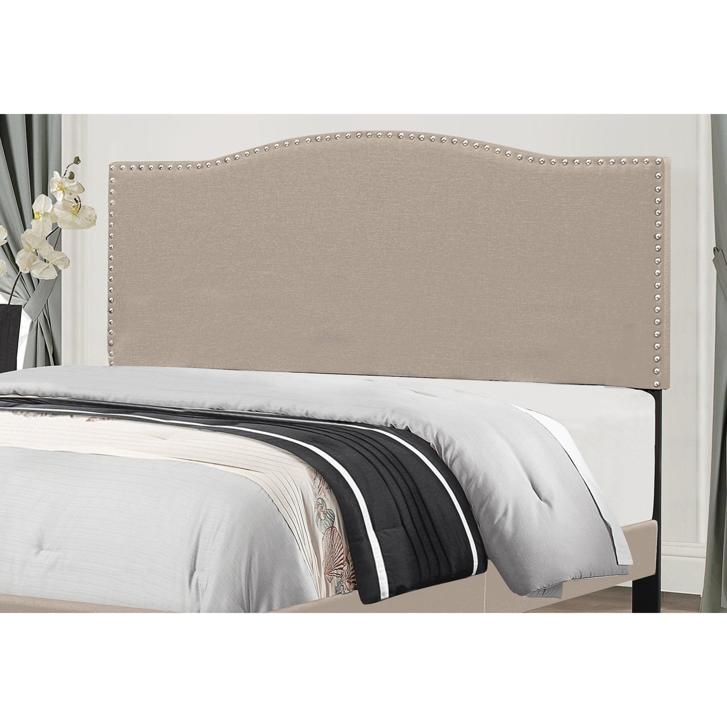 Hillsdale Furniture Kiley Full/Queen Upholstered Headboard with Frame, Fog