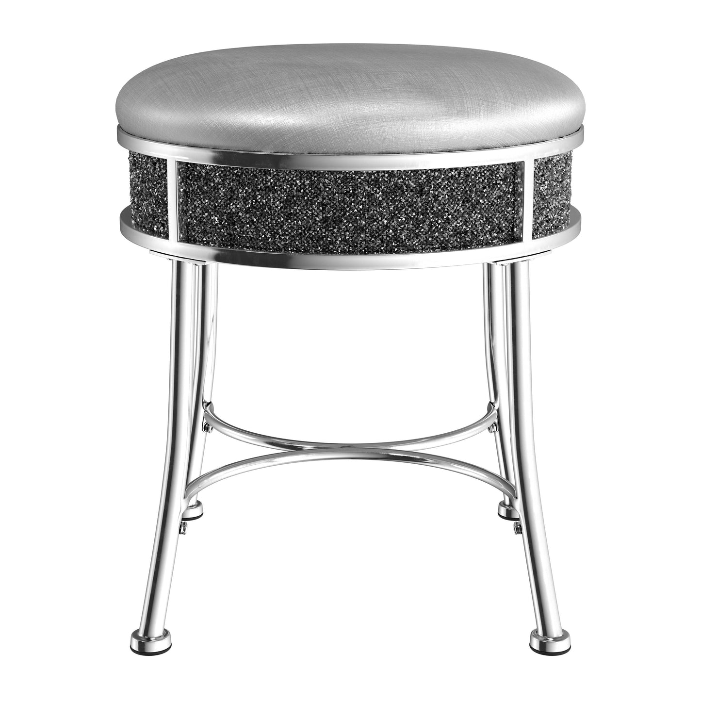 Hillsdale Furniture Roma Backless Faux Diamond Cluster Vanity Stool, Chrome