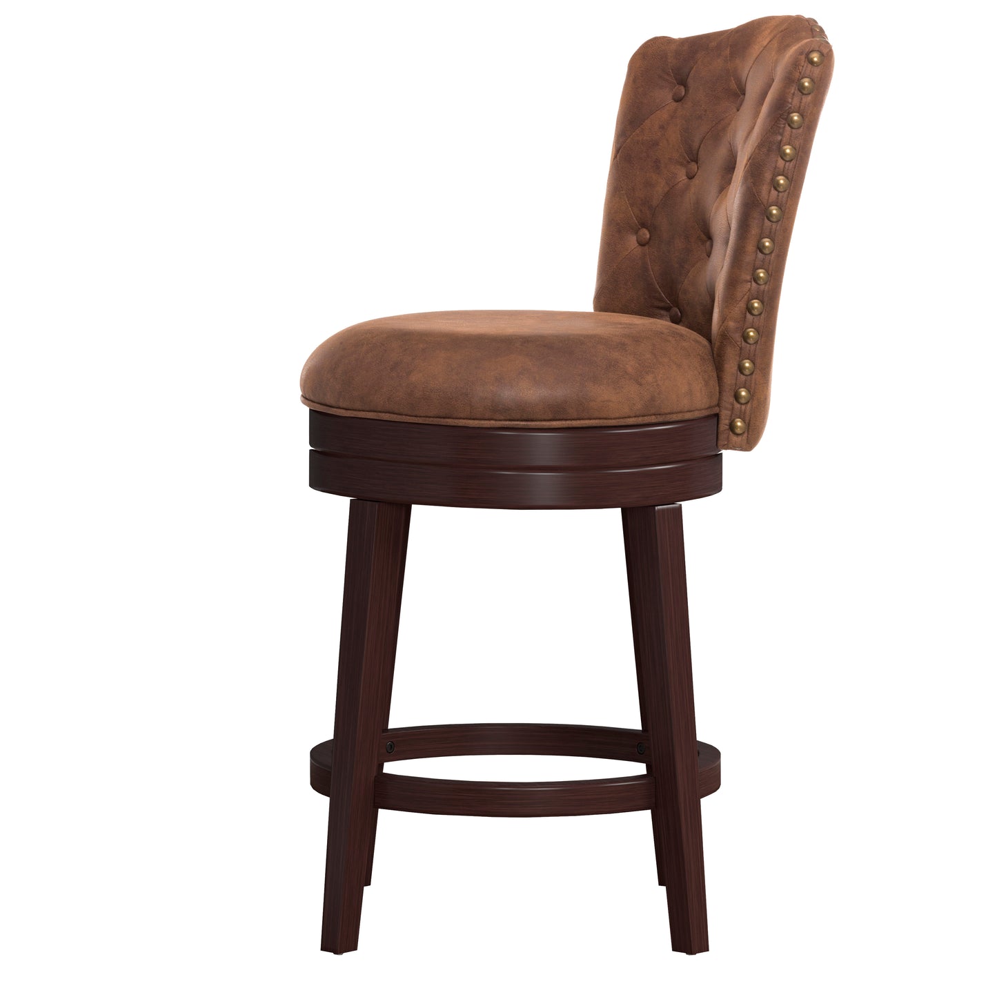 Hillsdale Furniture Edenwood Wood Counter Height Swivel Stool, Chocolate with Chestnut Faux Leather