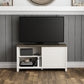 Living Essentials by Hillsdale Handerson 47 Inch Wood Entertainment Console, White with Dark Oak Finish Top