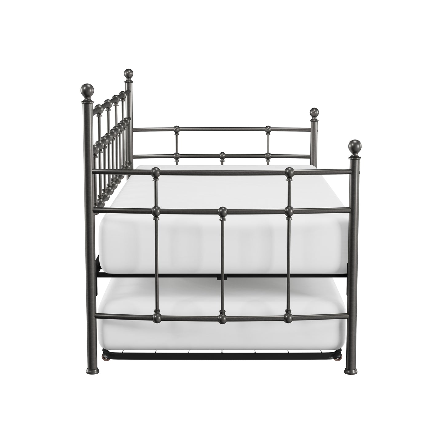 Hillsdale Furniture Providence Metal Twin Daybed with Roll Out Trundle, Aged Pewter