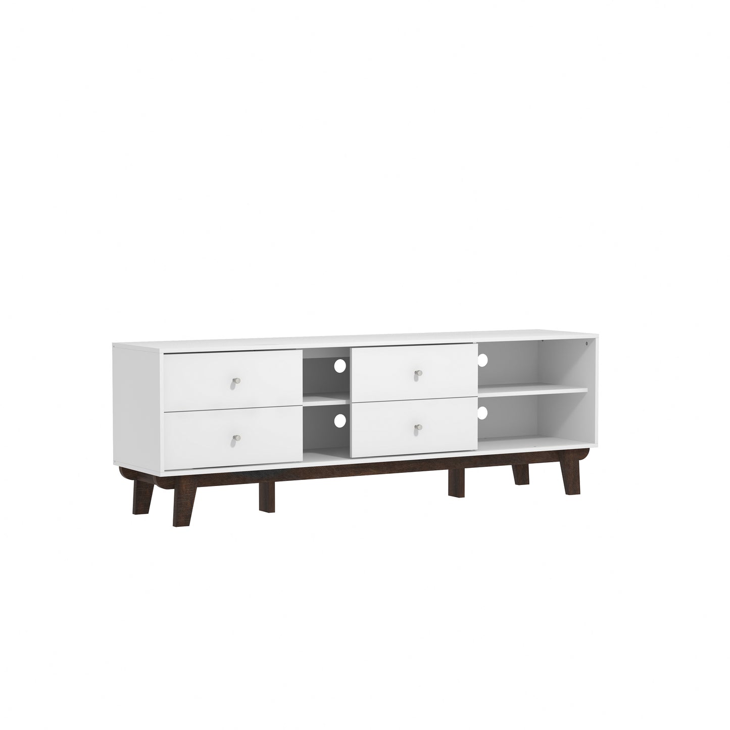 Living Essentials by Hillsdale Kincaid 70 inch Wood TV Stand with 2 Doors and Shelves, Matte White