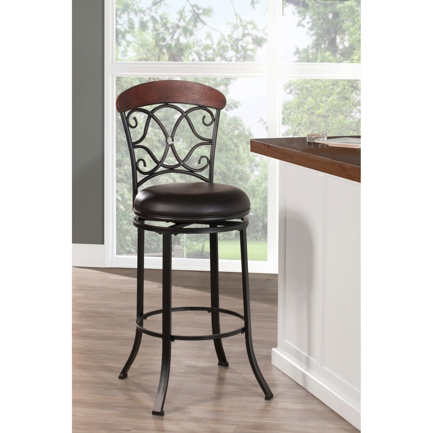 Hillsdale Furniture Trevelian Metal Swivel Bar Height Stool, Dark Coffee