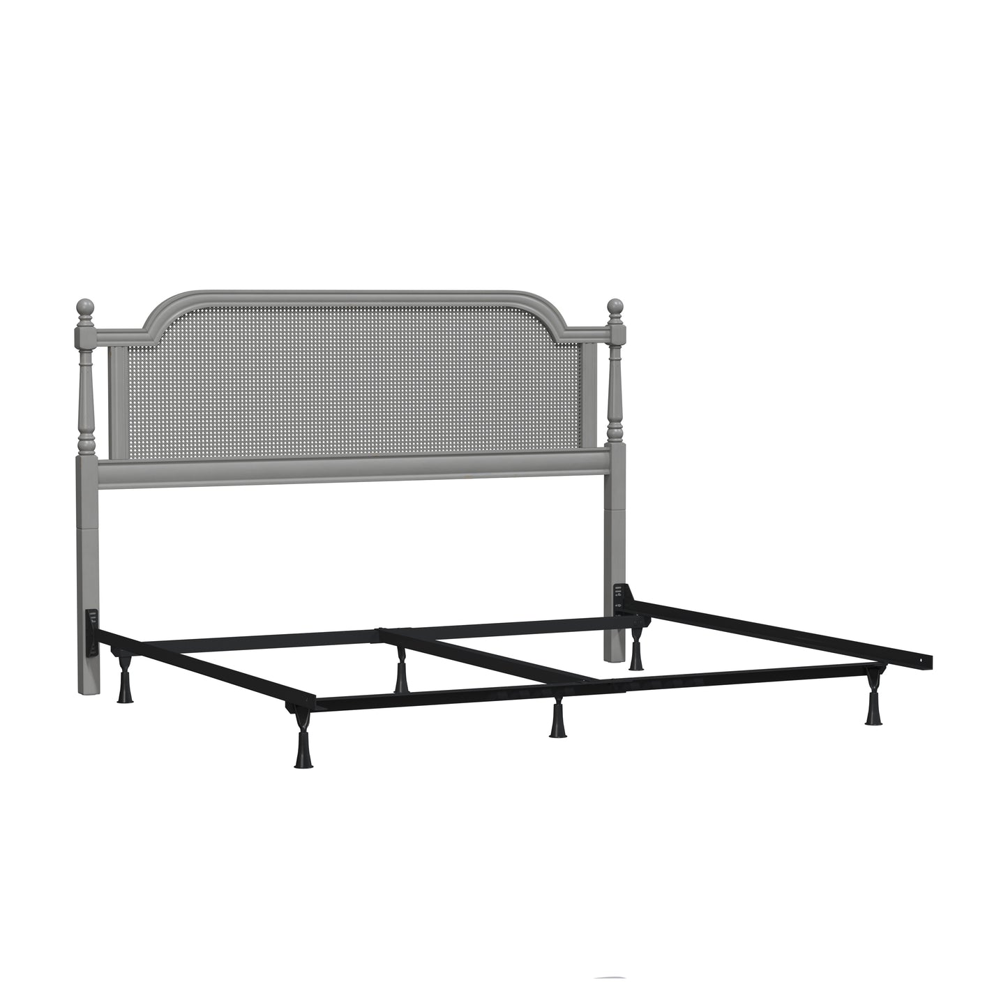 Hillsdale Furniture Melanie Wood and Cane King Headboard with Frame, French Gray