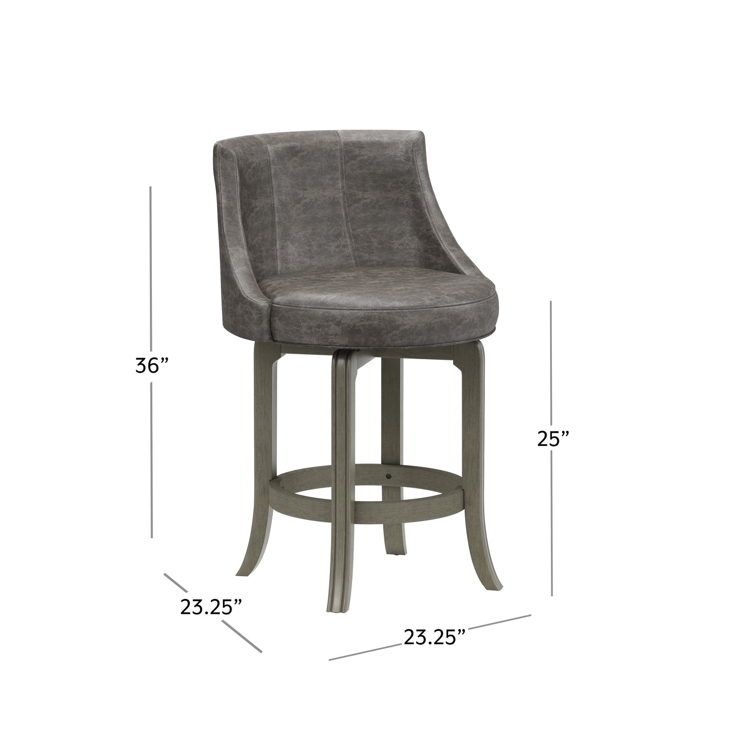 Hillsdale Furniture Napa Valley Wood Counter Height Swivel Stool, Aged Gray with Charcoal Faux Leather