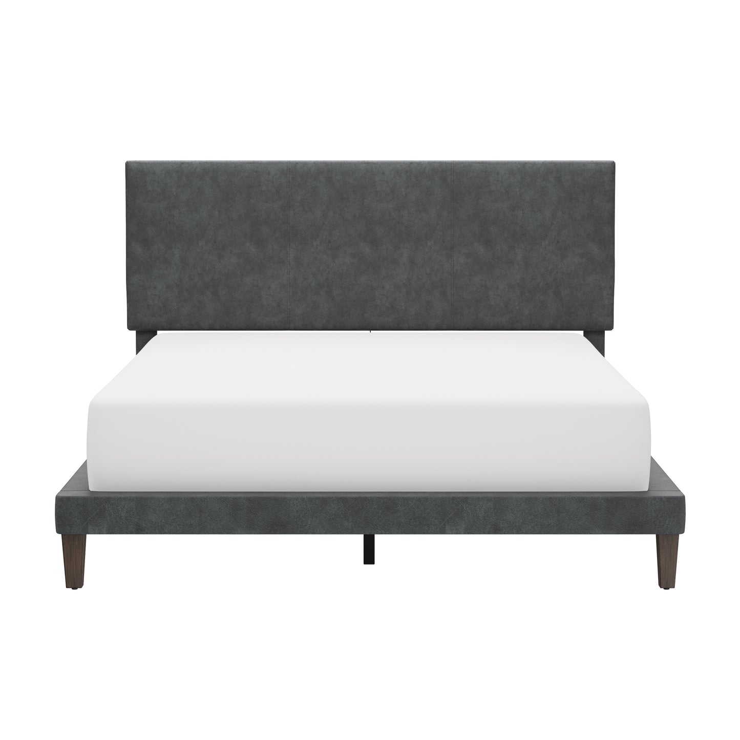 Hillsdale Furniture Muellen Upholstered Platform Queen Bed with 2 Dual USB Ports, Graphite Gray Vinyl