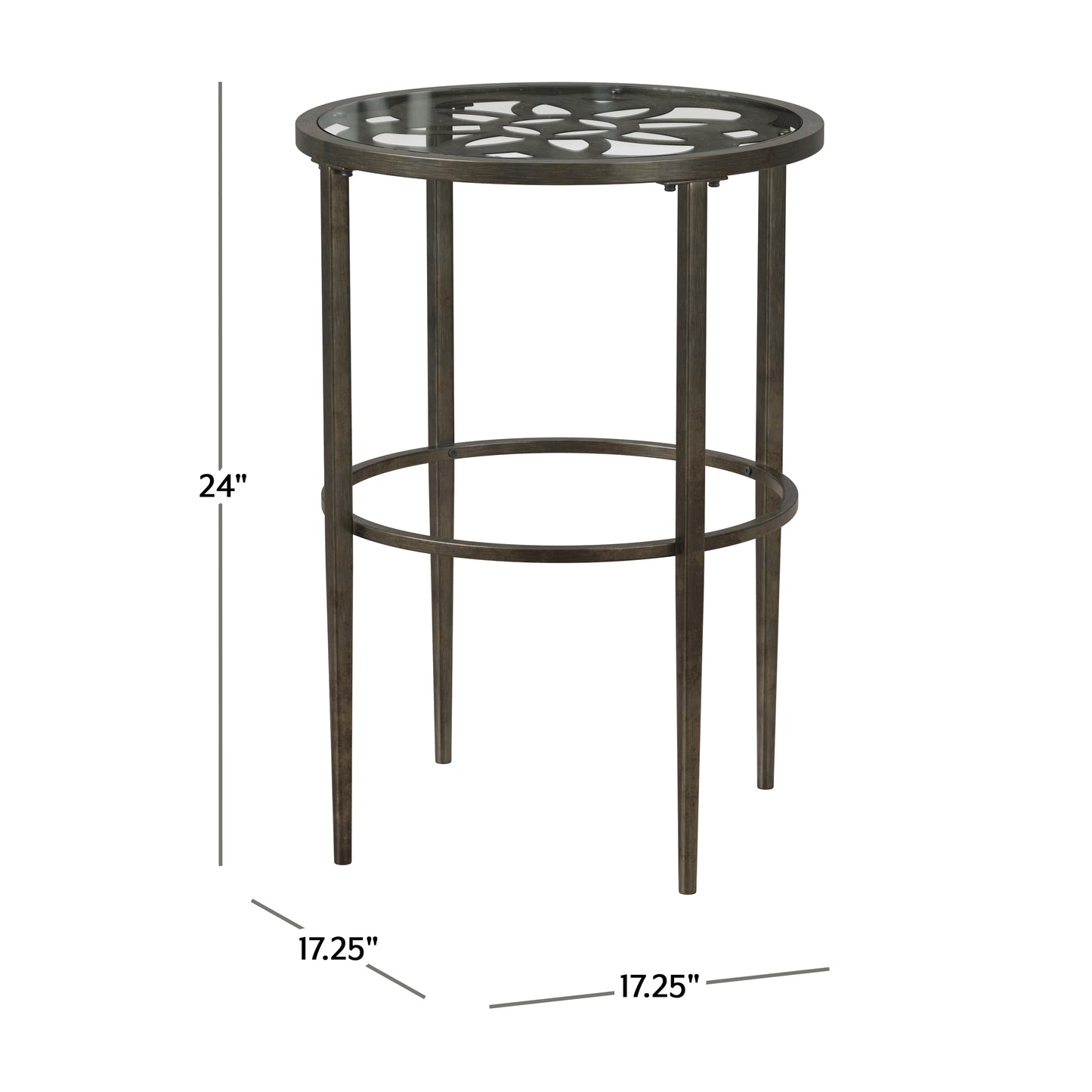 Hillsdale Furniture Marsala Metal End Table, Gray with Brown Rub