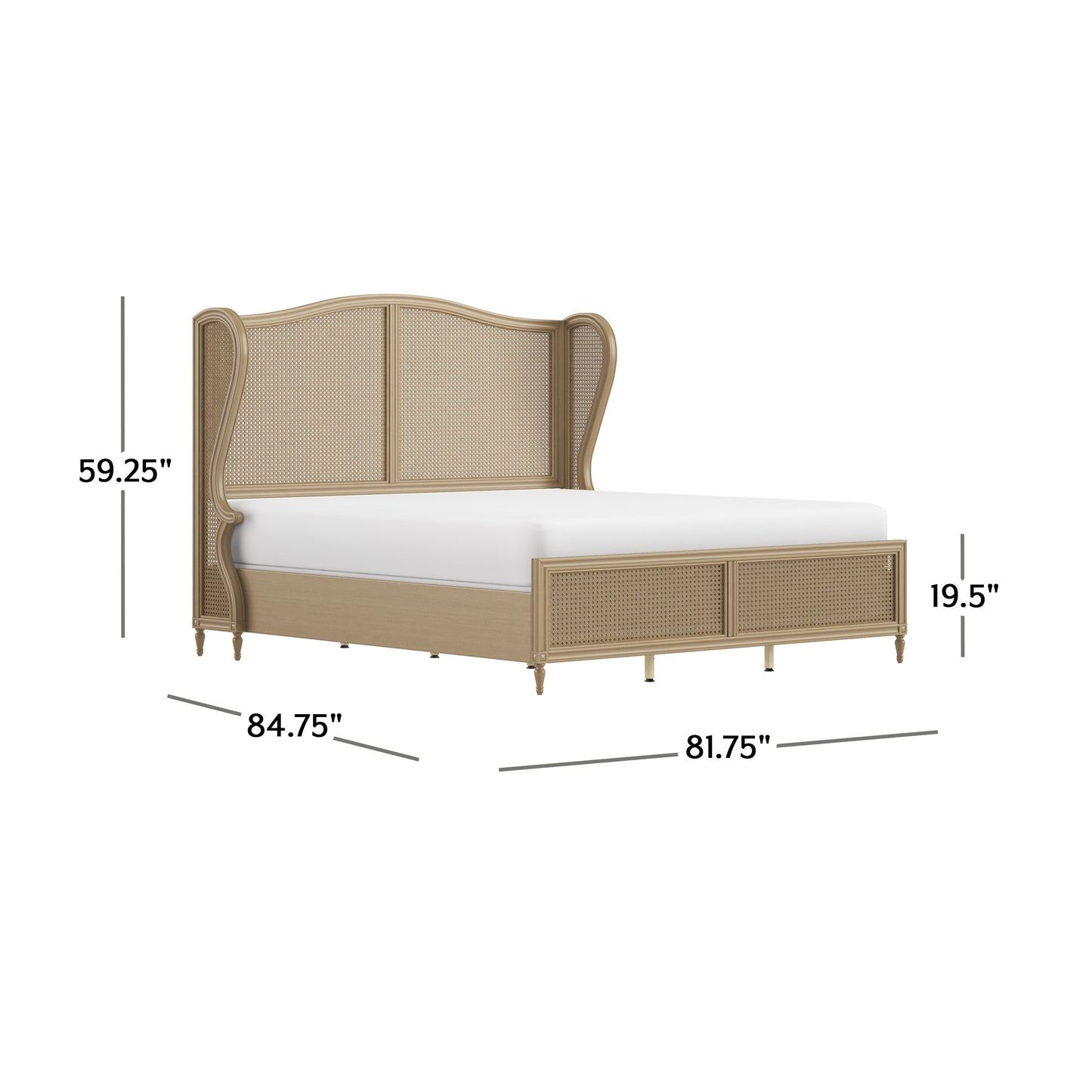 Hillsdale Furniture Sausalito King Wood Cane Bed, Medium Taupe