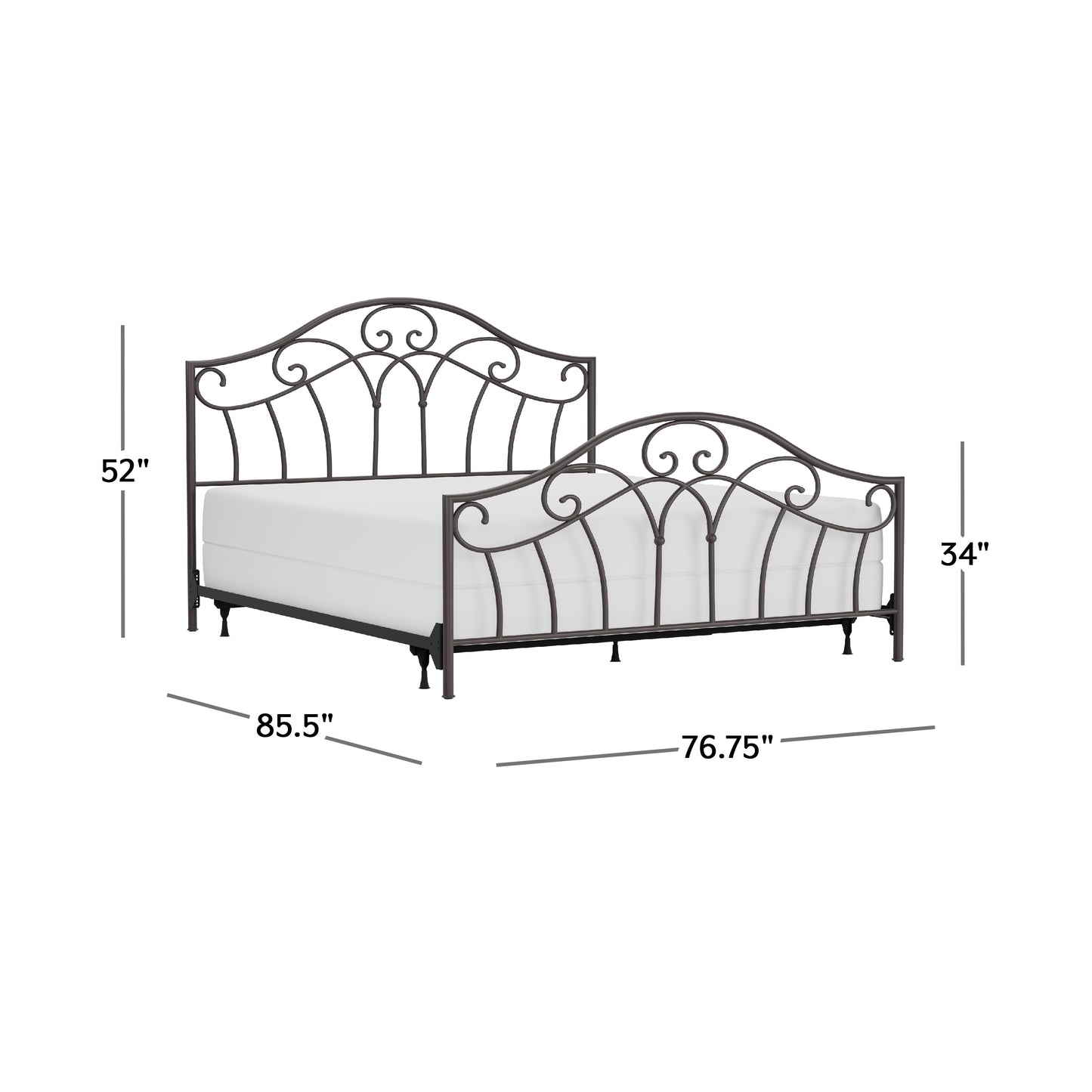 Hillsdale Furniture Josephine King Metal Bed, Metallic Brown