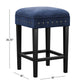 Hillsdale Furniture Cassidy Wood and Upholstered Backless Counter Height Stool, Black with Blue Velvet