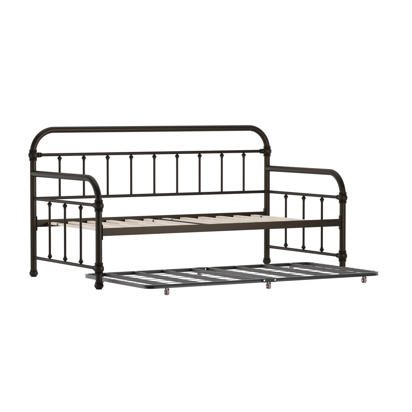 Hillsdale Furniture Kirkland Metal Twin Daybed with Roll Out Trundle, Dark Bronze