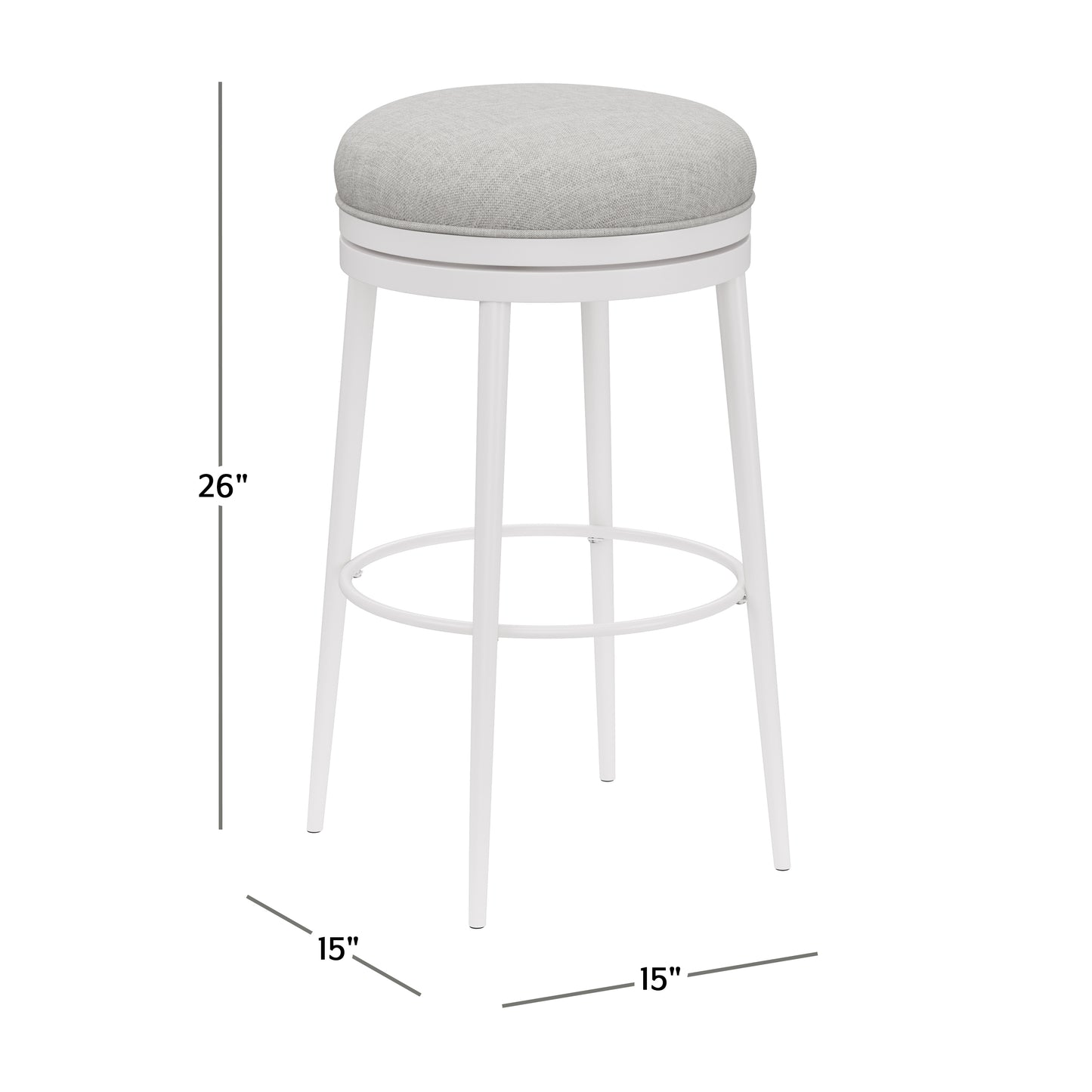 Hillsdale Furniture Aubrie Metal Backless Counter Height Swivel Stool, White