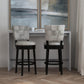 Hillsdale Furniture Kaede Wood and Upholstered Barr Height Swivel Stool, Black with Weathered Granite Gray Faux Leather